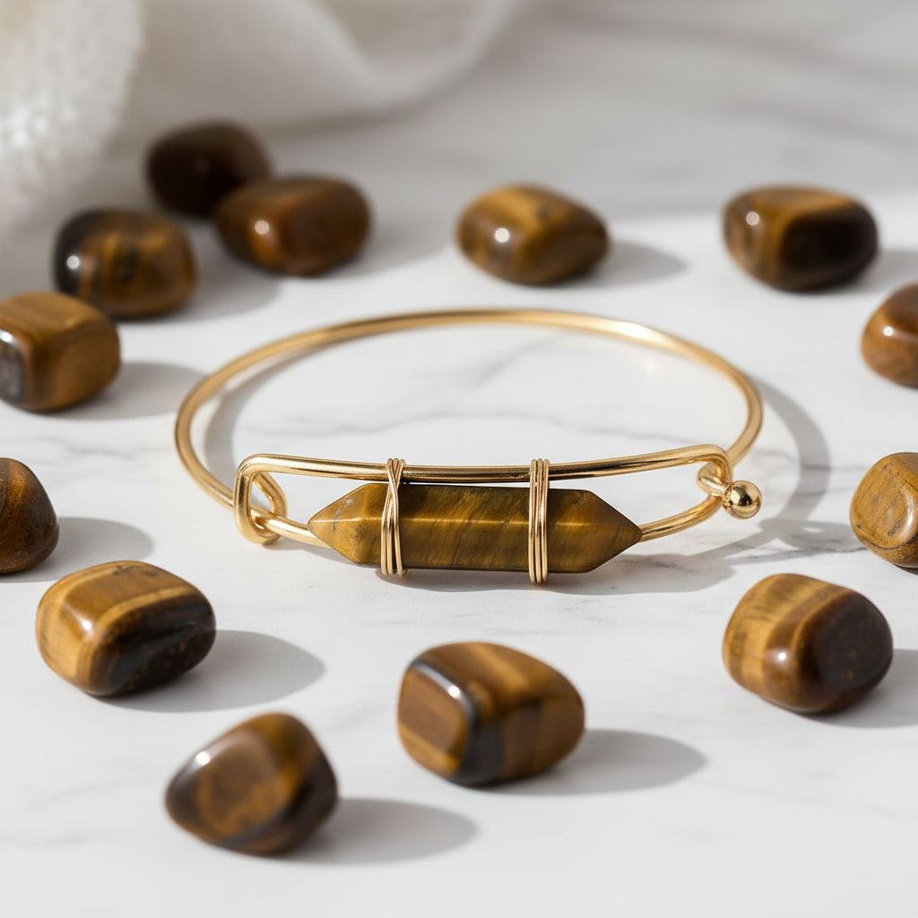 Tigerauge Armreif - Doppelender