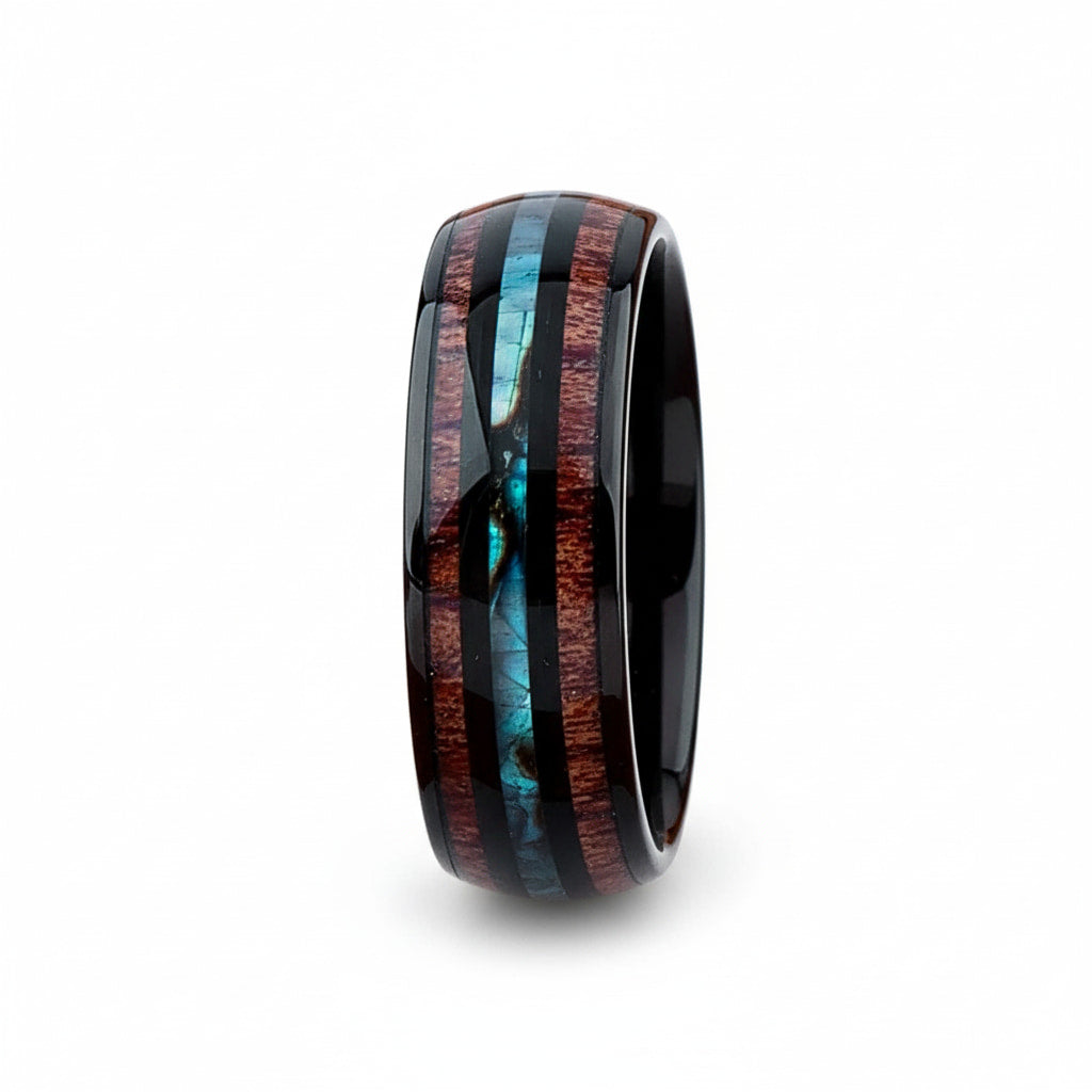 Ring Schwarz – Mit Holzmaserung & Blau CrystalScents