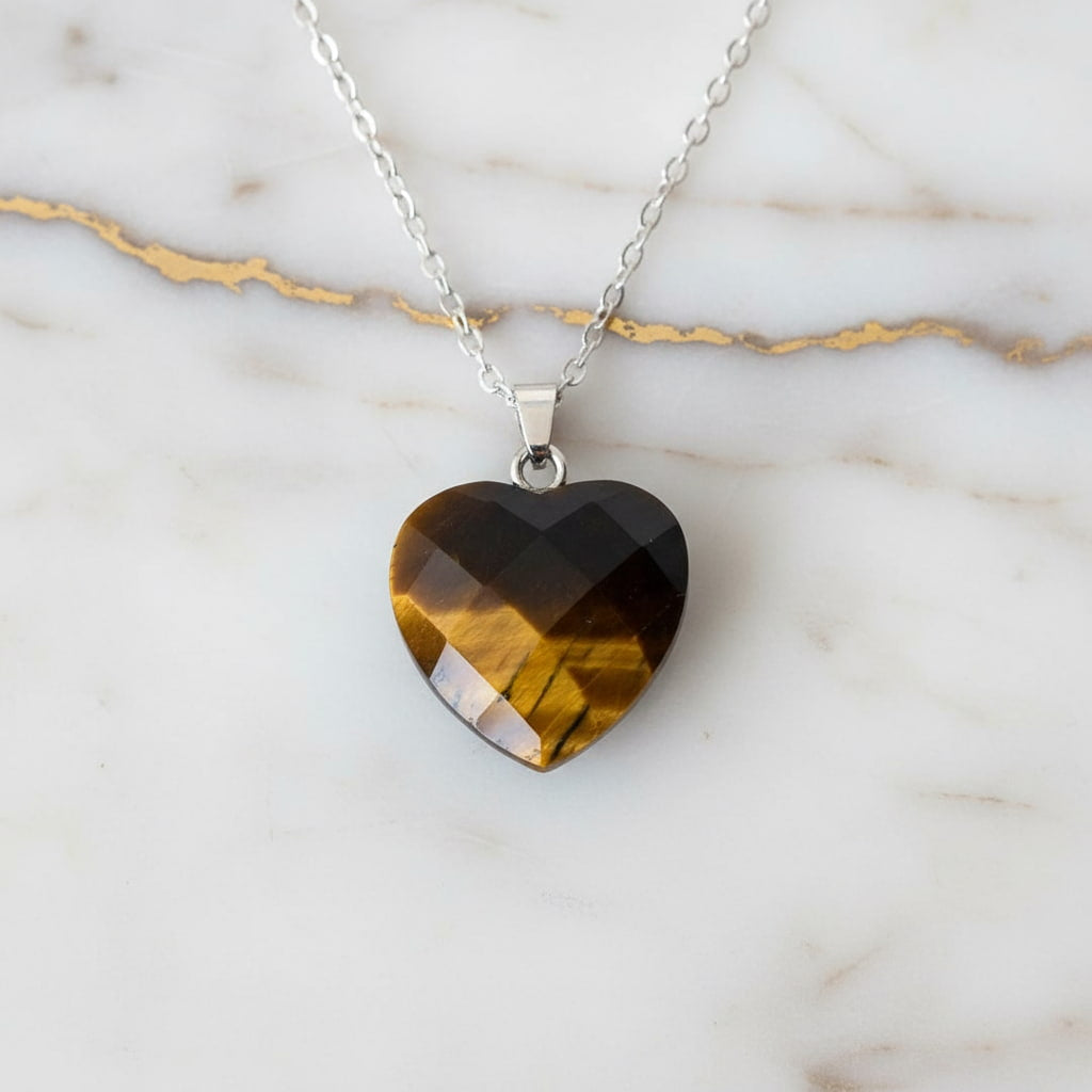 Tigerauge Halskette - Facettiertes Herz JETZT sichern CrystalScents