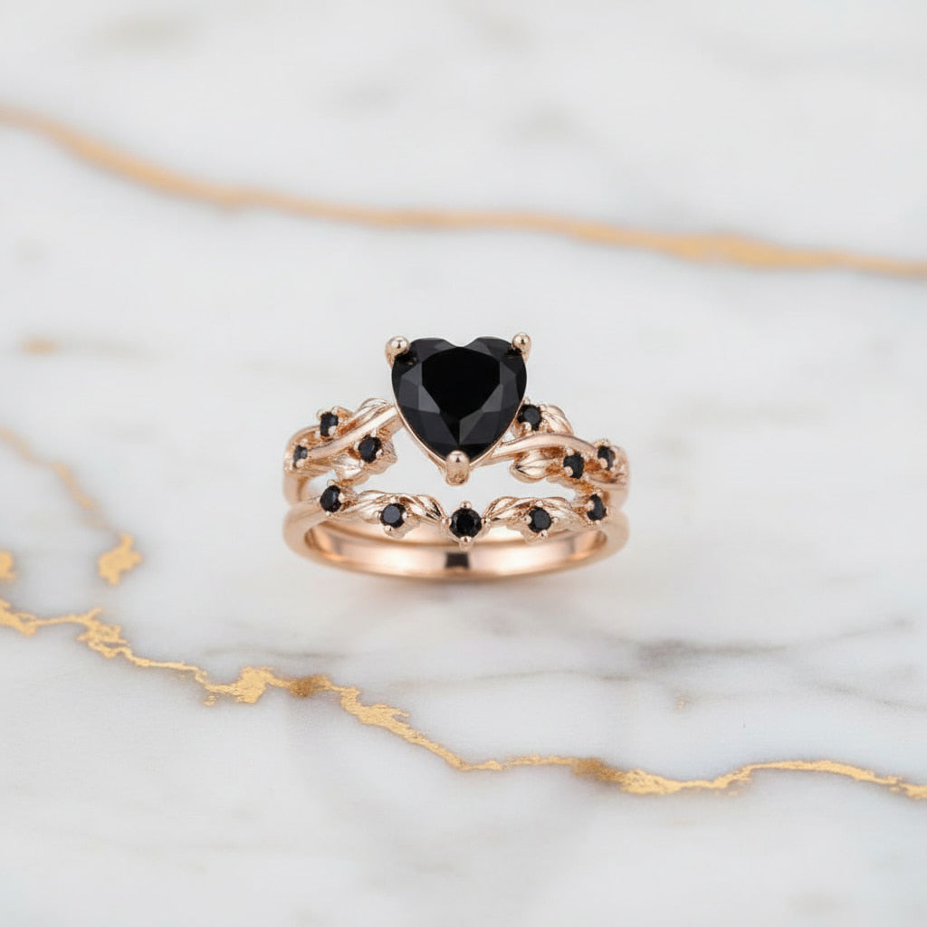 Ring – 2-teilige mit schwarzem Herz CrystalScents