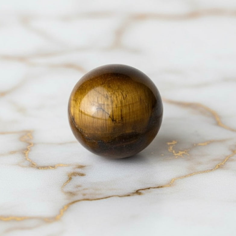 Tigerauge Kugel Mini - Warmer Schutzstein