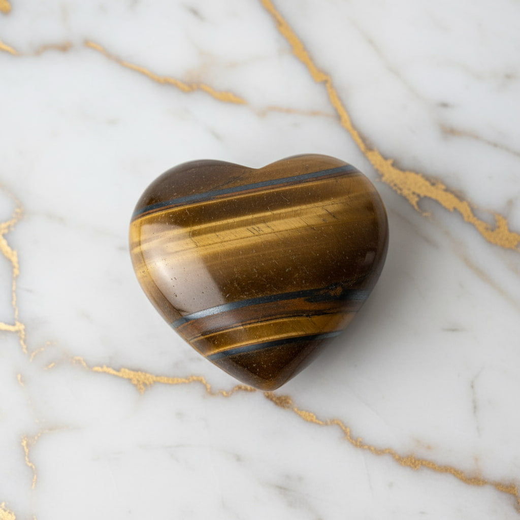 Mini Tigerauge Herz - Schimmernder Talisman CrystalScents