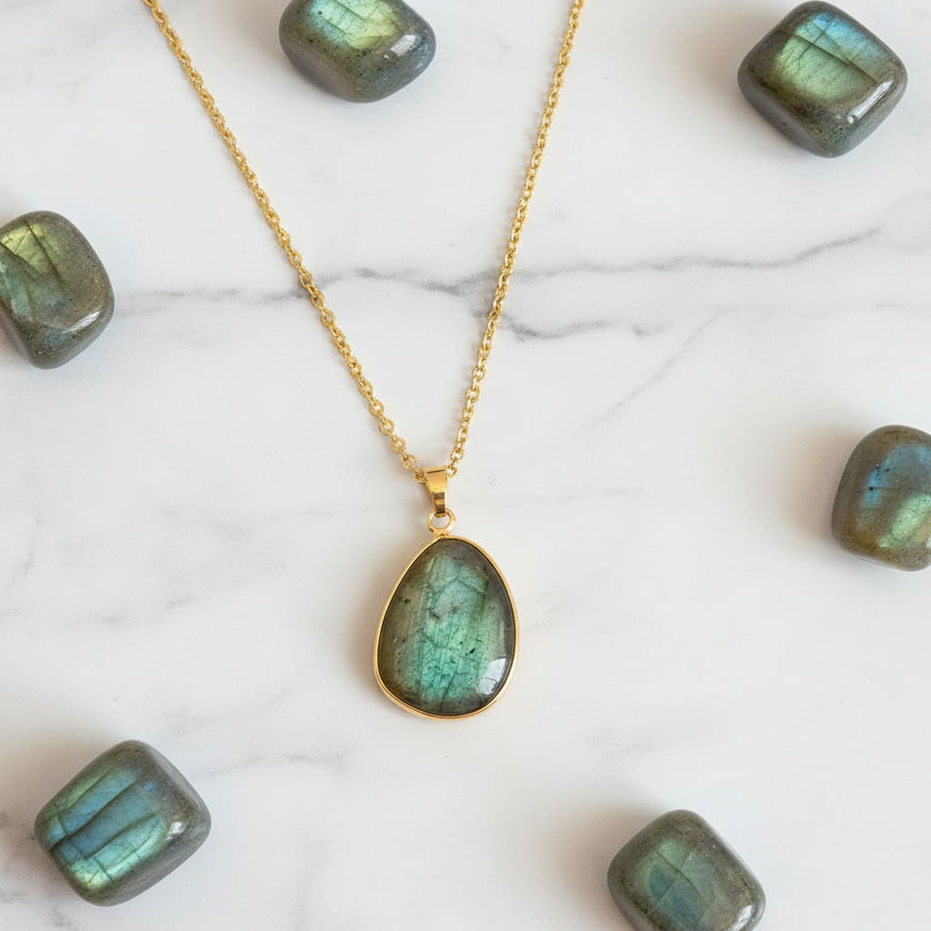 Labradorit Goldkette – Leuchtender Anhänger CrystalScents