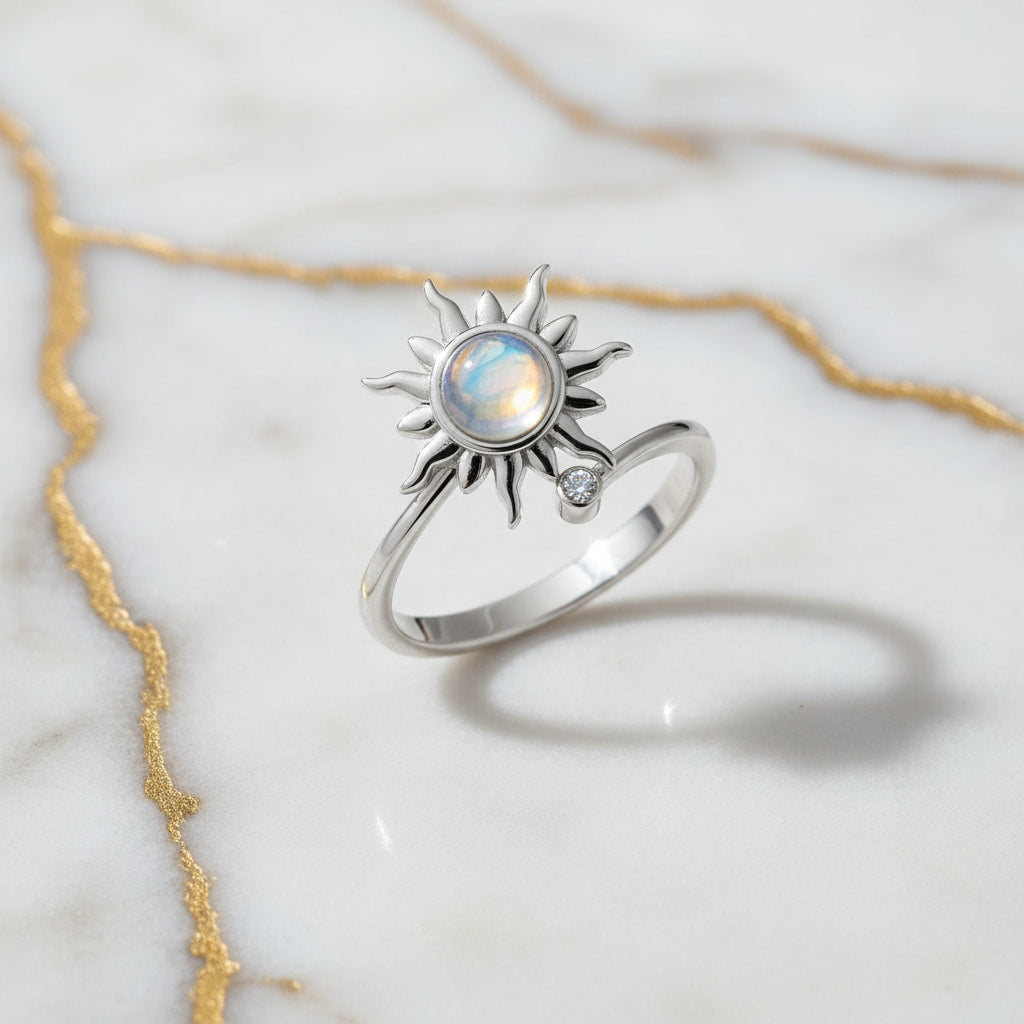 Ring offen silber mit drehbarer Sonne CrystalScents