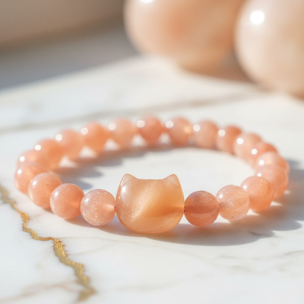 Sonnenstein Kugelarmband - Katze CrystalScents