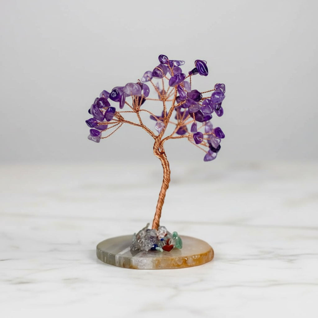 Amethyst Baum auf Achatscheibe