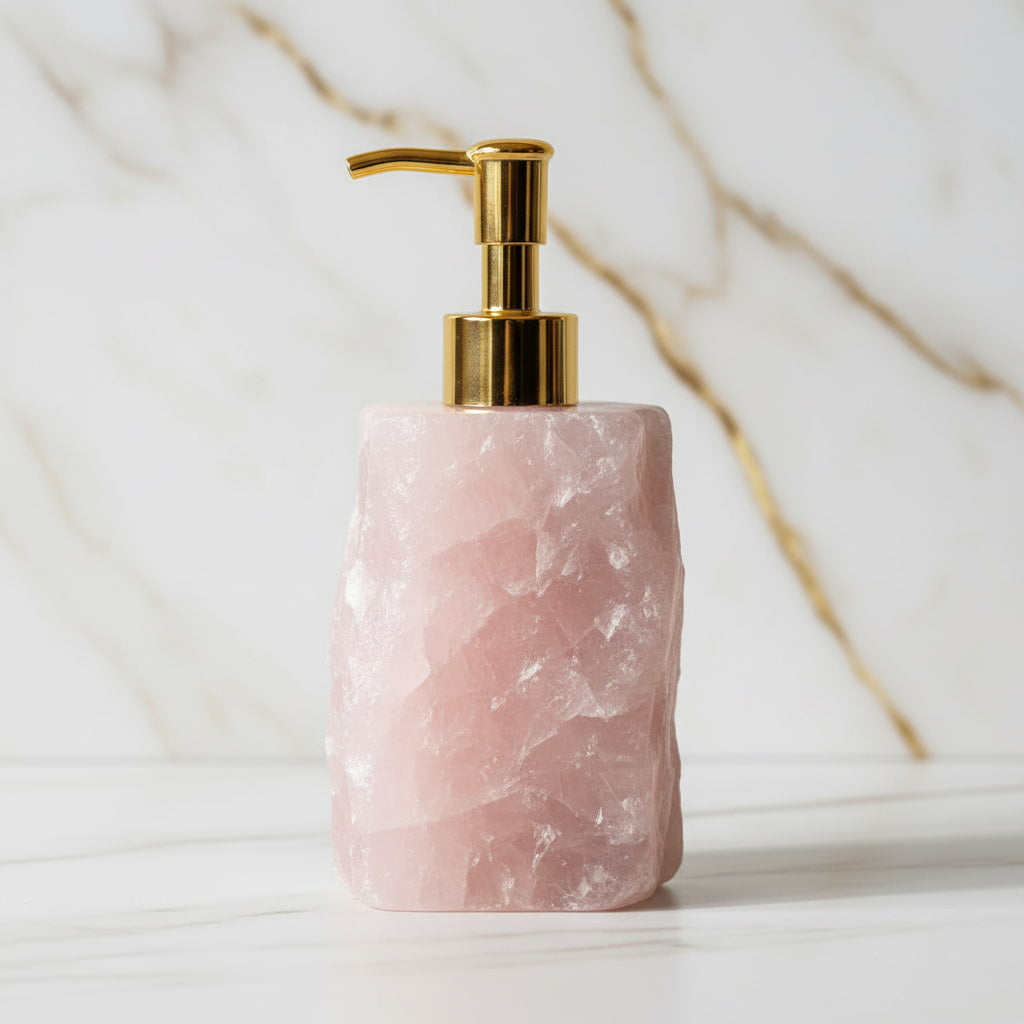 Rosenquarz Seifenspender – Für Ihr Bad CrystalScents
