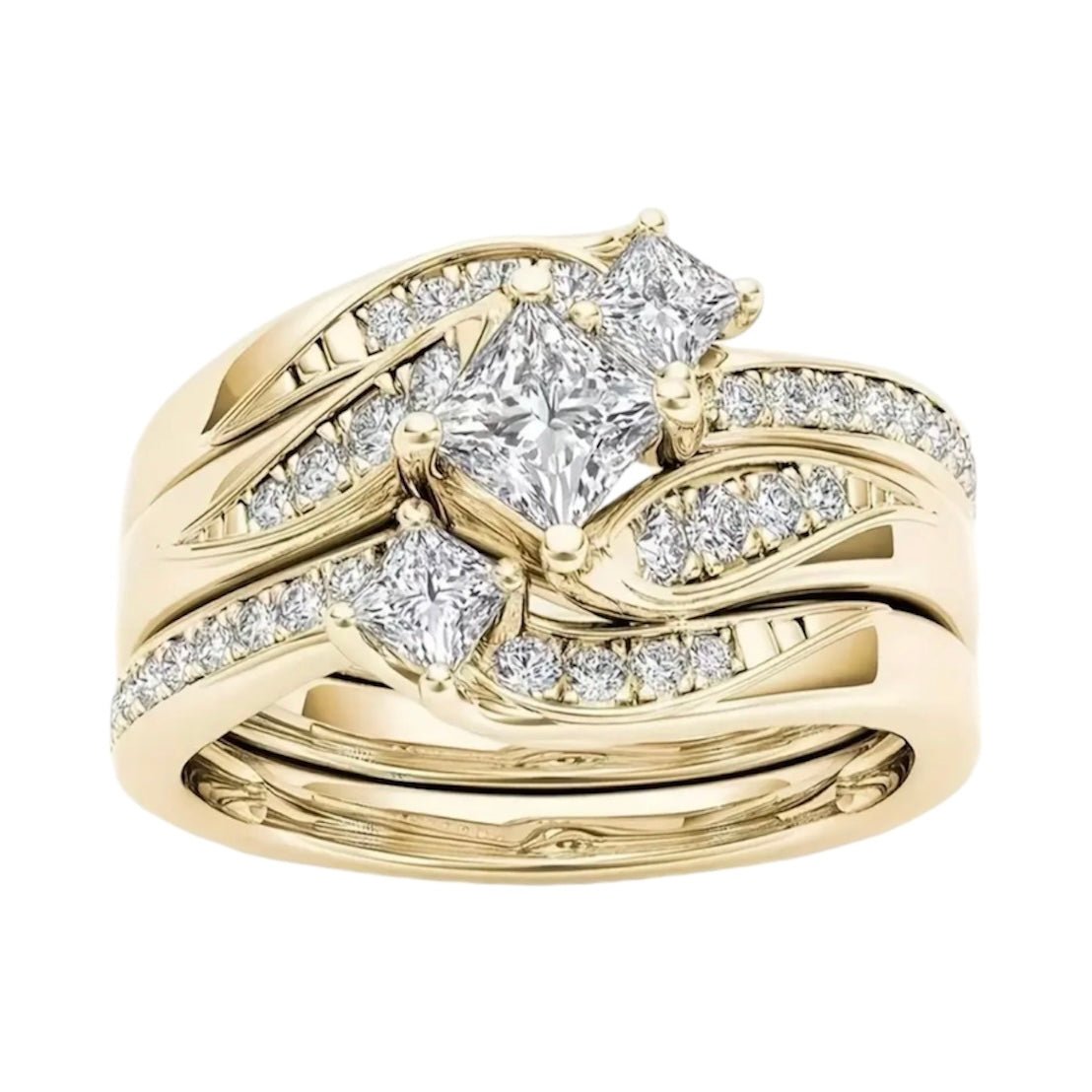 3 - teiliger Stacking - Ring mit funkelnden Zirkonia - CrystalScents