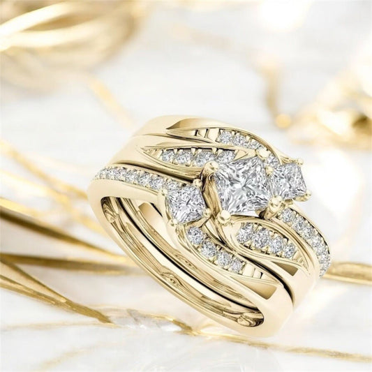 3 - teiliger Stacking - Ring mit funkelnden Zirkonia - CrystalScents