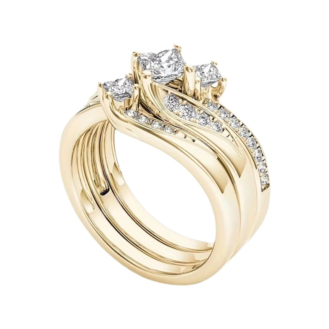 3 - teiliger Stacking - Ring mit funkelnden Zirkonia - CrystalScents