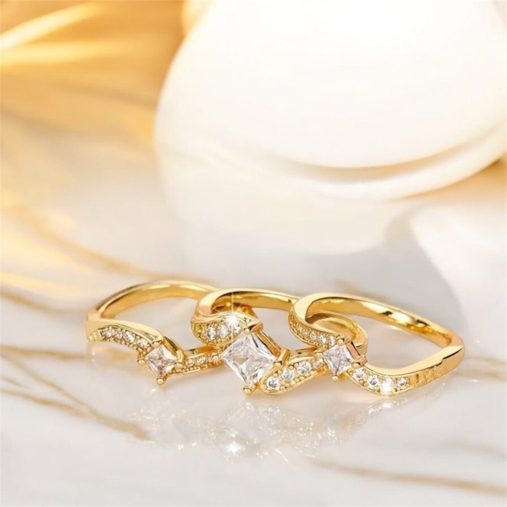 3 - teiliger Stacking - Ring mit funkelnden Zirkonia - CrystalScents