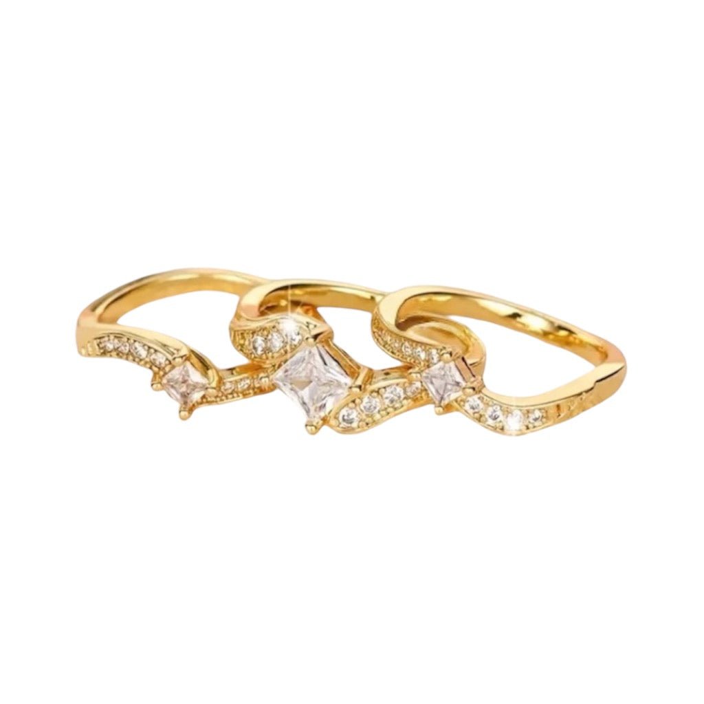 3 - teiliger Stacking - Ring mit funkelnden Zirkonia - CrystalScents