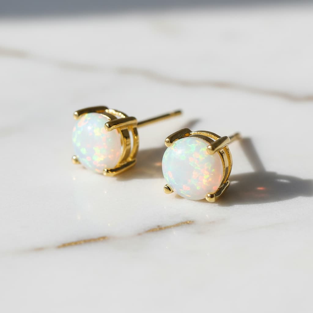 Opal Ohrringe – Goldenes Leuchten