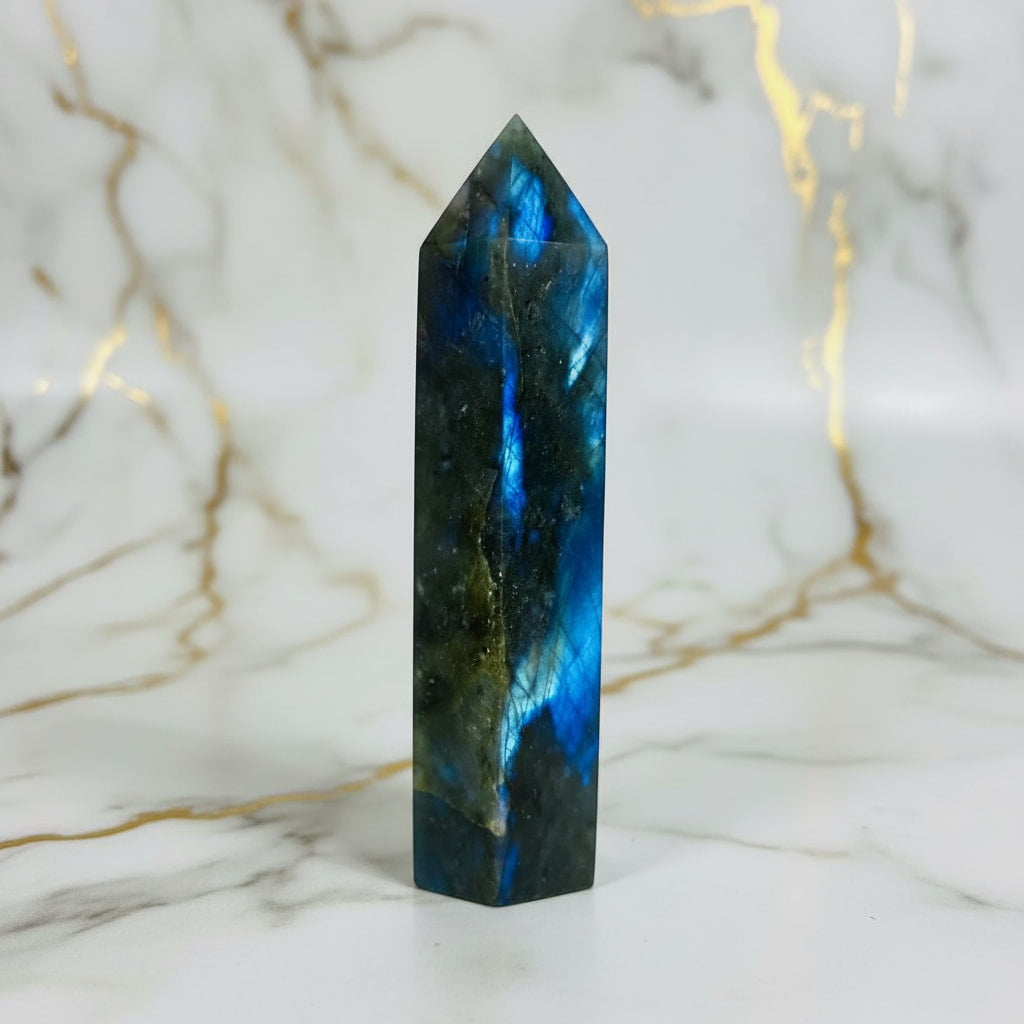 Labradorit Obelisk – Schutz & Selbstvertrauen CrystalScents