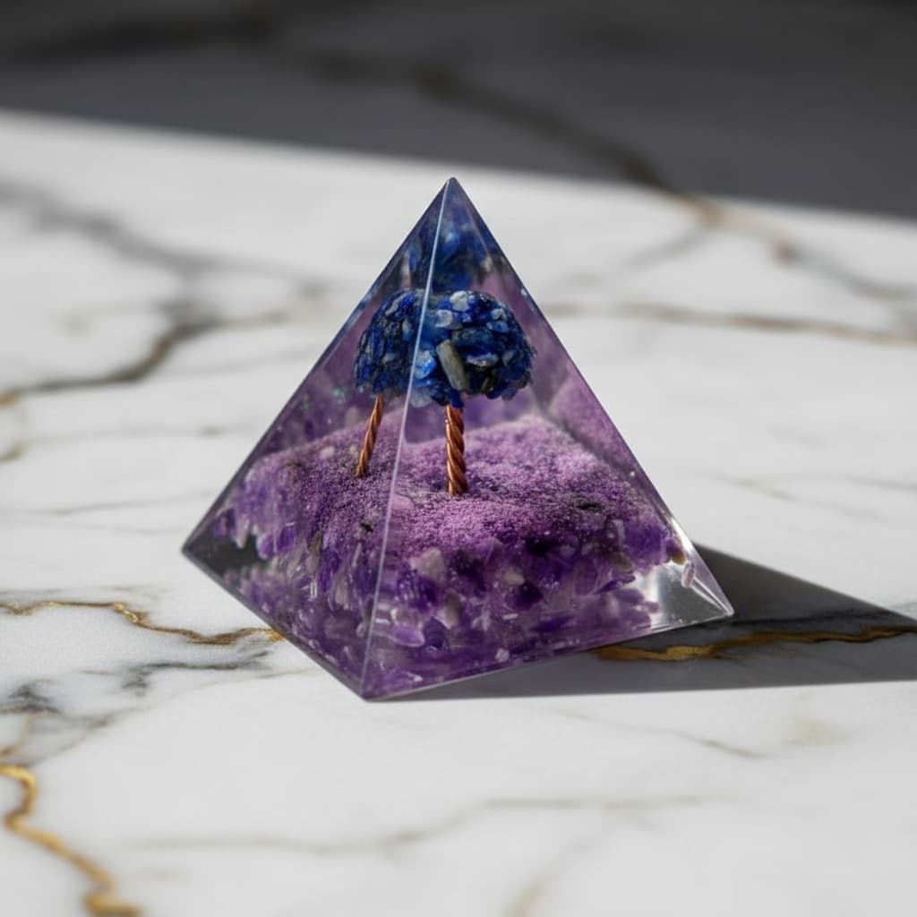 Orgonit Pyramide – Baum der Kraft mit Amethyst & Lapislazuli CrystalScents