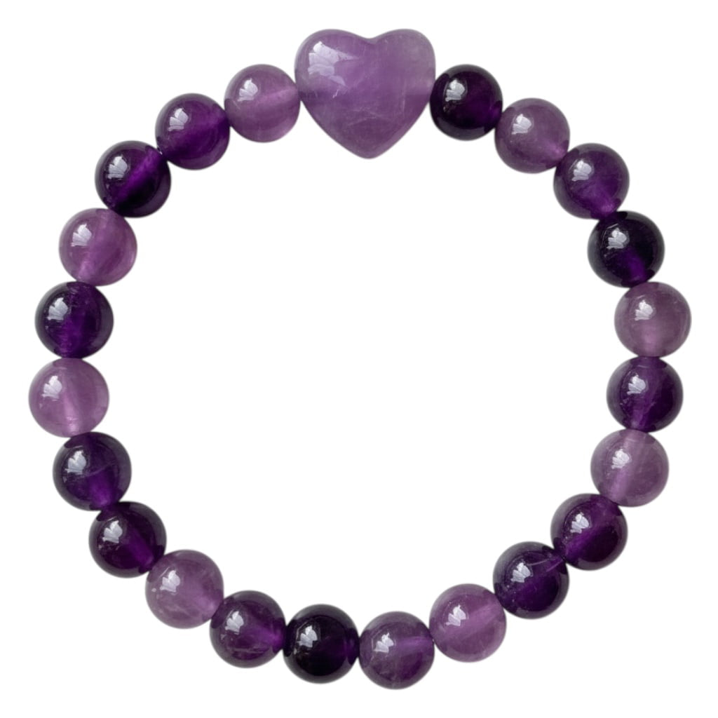 Amethyst Kugelarmband mit Herz – Liebe & Harmonie CrystalScents