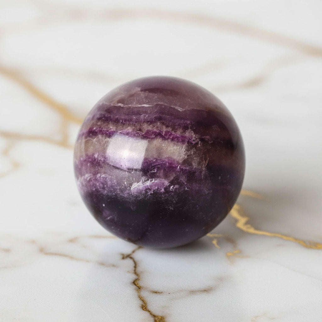 Fluorit Kugel in leuchtendem Lila