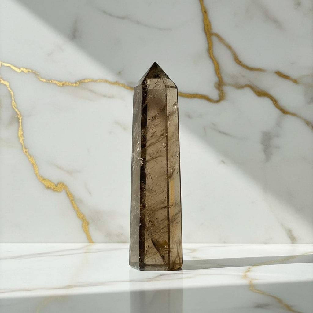 Rauchquarz Obelisk – Mystisch & Dunkel JETZT sichern CrystalScents