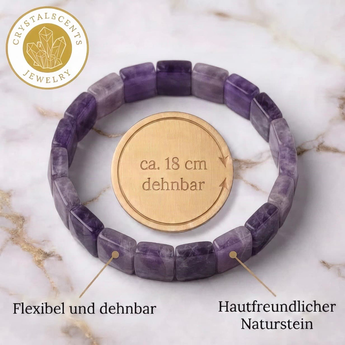 Amethyst Armband – quadratische Steine, innere Ruhe & Geschenk