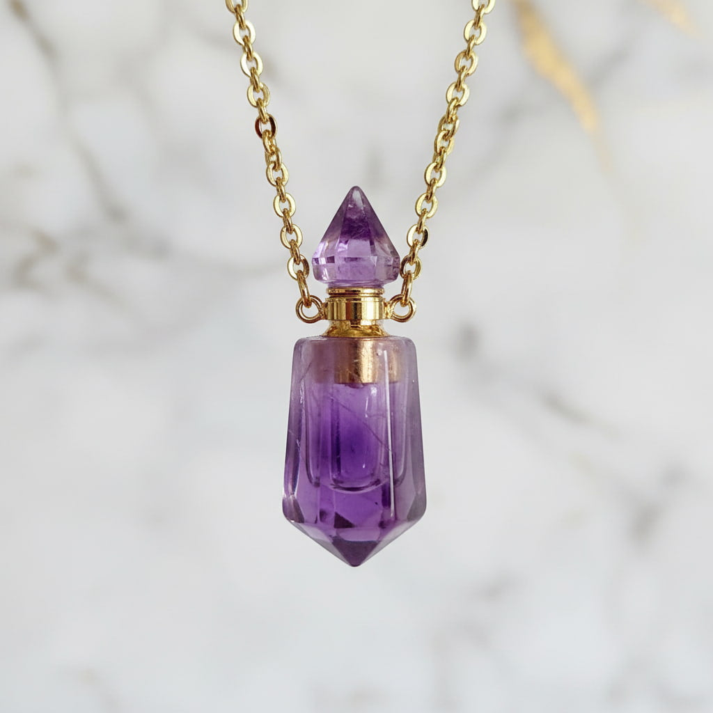 Amethyst Halskette - Parfümfläschchen CrystalScents