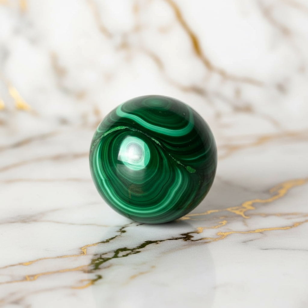 Malachit Kugel – Bänder voller Naturkraft CrystalScents