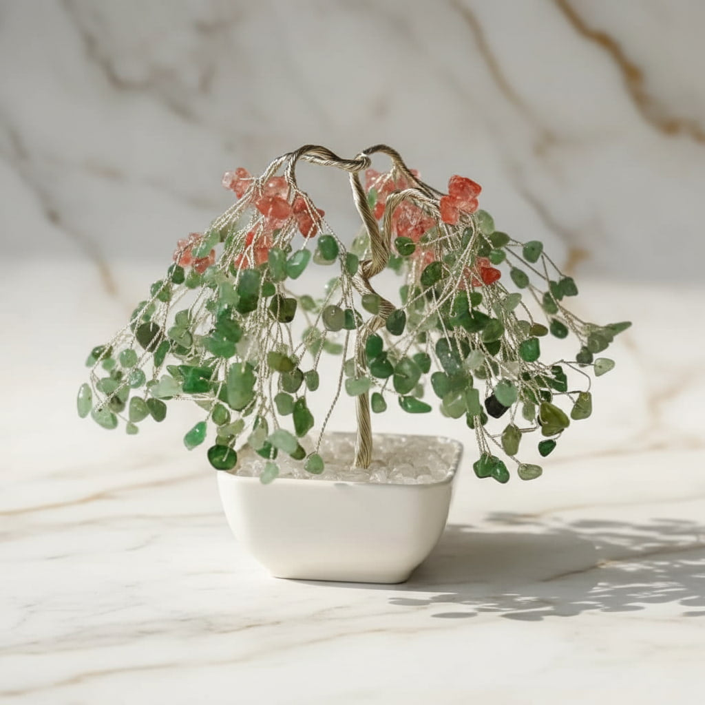 Aventurin & roter Achat Baum – Dekorativer Kristallbaum