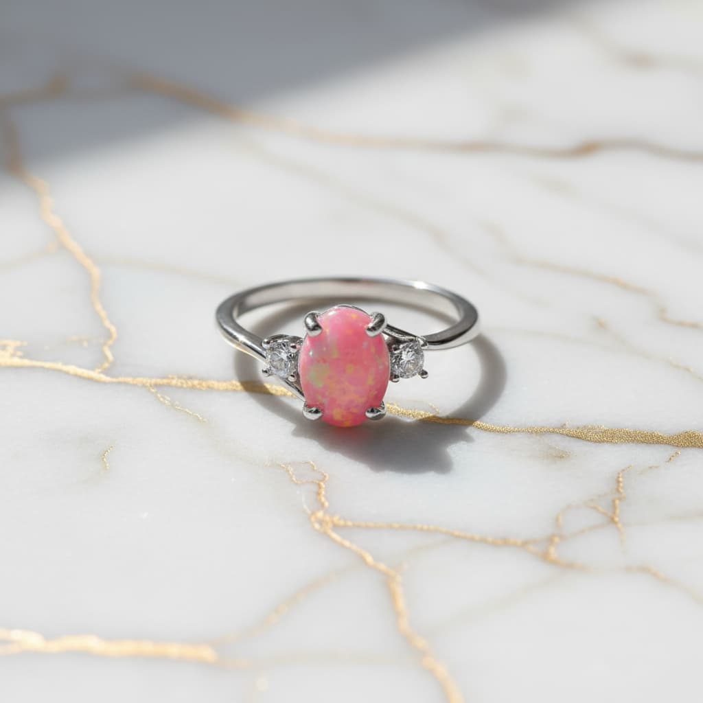 Opal Ring Silber – Rosa Farbreflexe CrystalScents