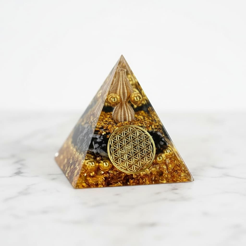 Orgonit Pyramide - Schneeflocken Obsidian