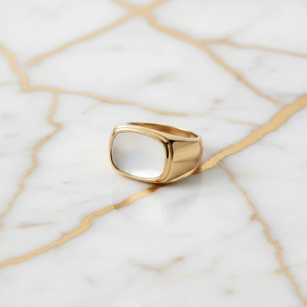 Ring mit rechteckigem Muscheldesign CrystalScents