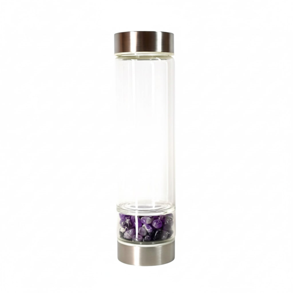 Amethyst Trinkflasche Silber – Dein stilvoller Kristallbegleiter CrystalScents