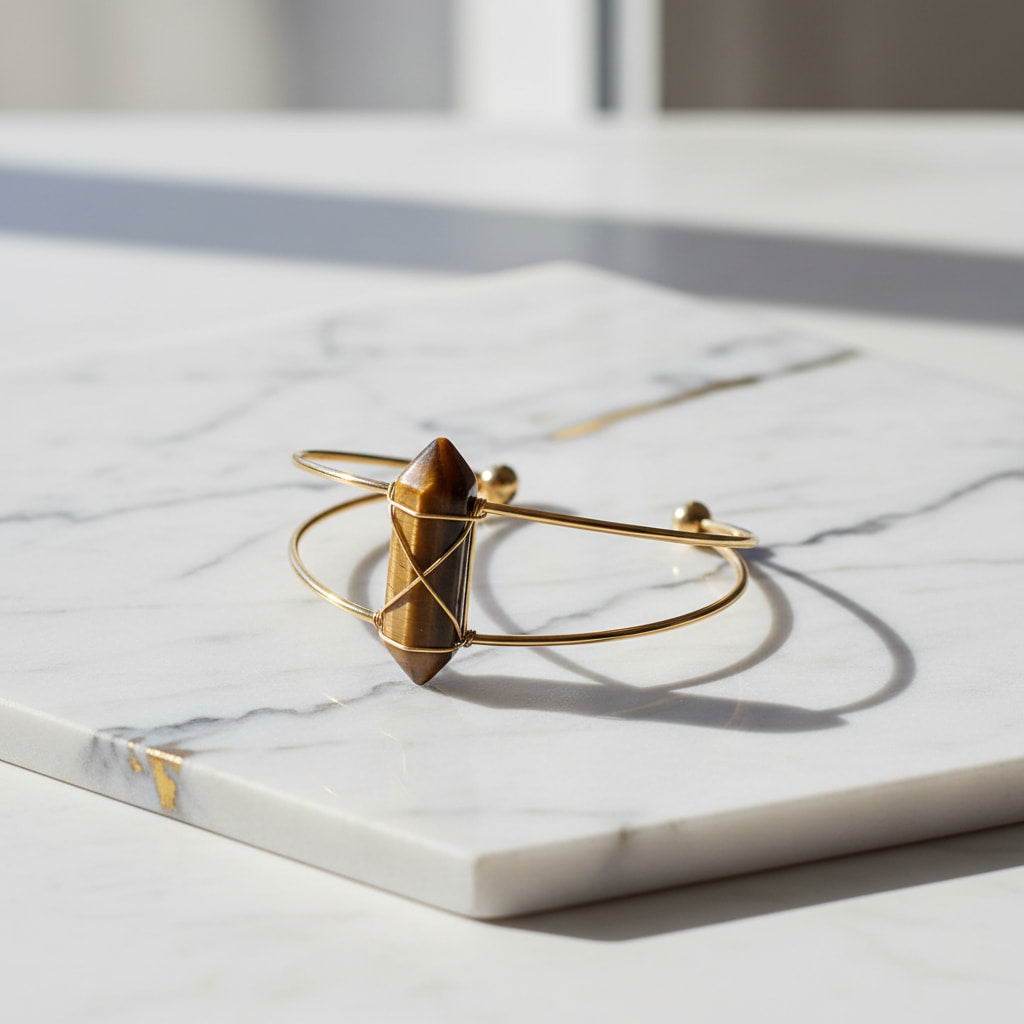 Tigeraugen Armreif – Offenes Design CrystalScents