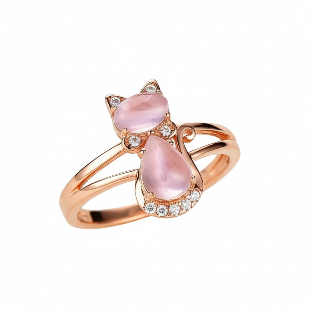 Ring Roségold – mit rosa Katze CrystalScents