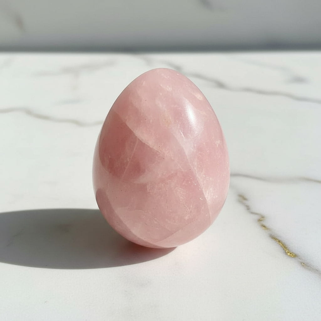 Rosenquarz Ei – Herz & Harmonie