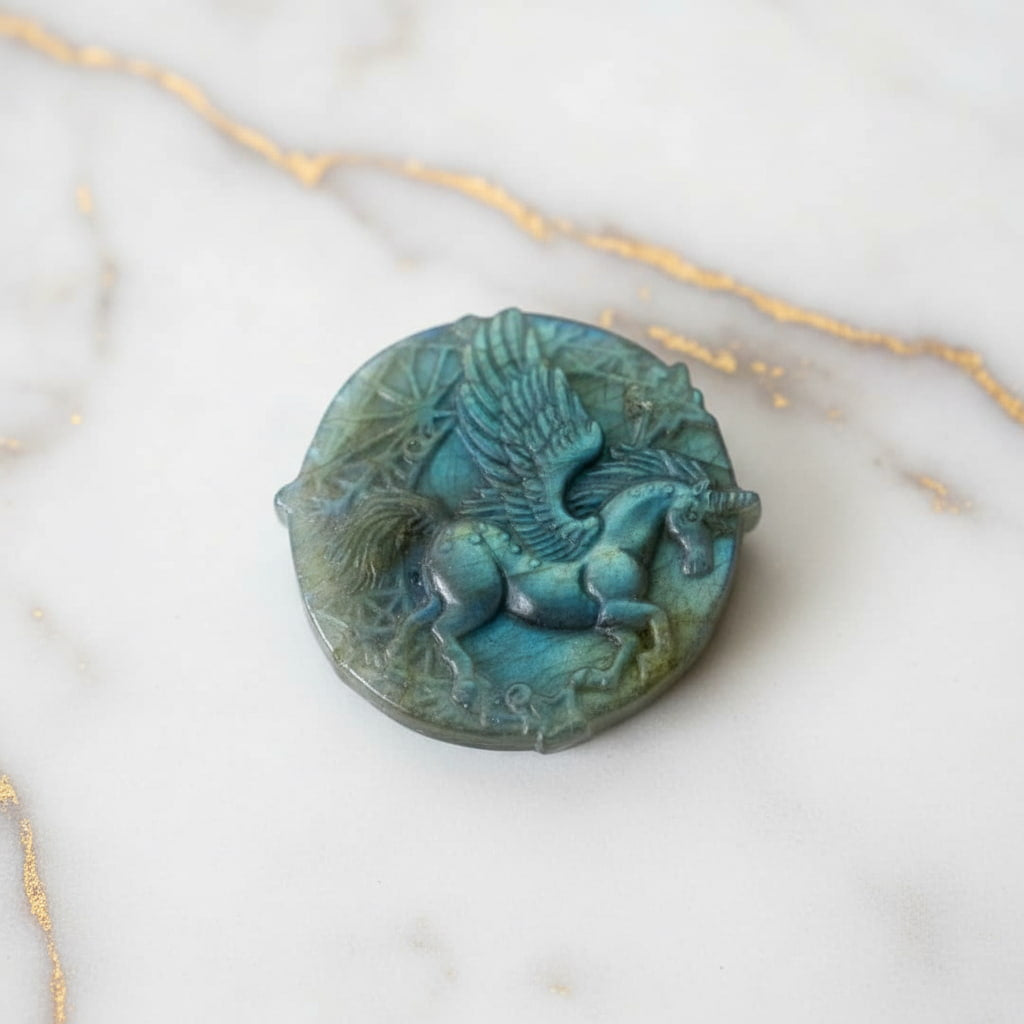 Labradorit Einhorn – Schillerndes Farbspiel