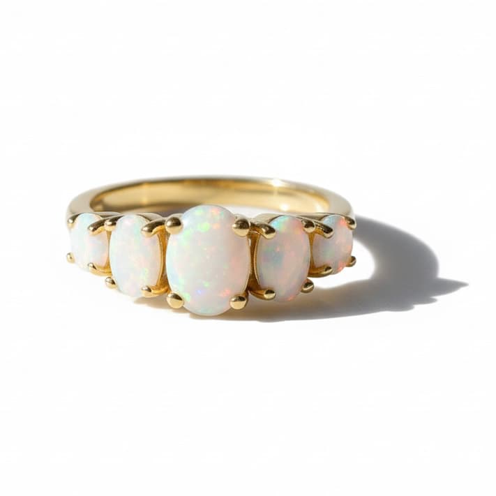 Ring mit fünf Opalen – elegantes Schmuckstück voller Farbspiel CrystalScents