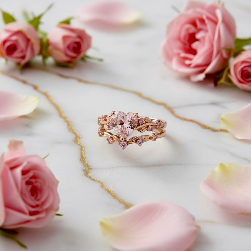 Ring – 2-teilig mit rosanem Herz CrystalScents