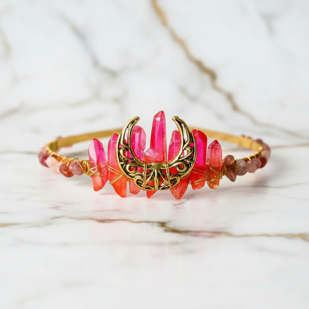 Erdbeerquarz Tiara - für besondere Anlässe