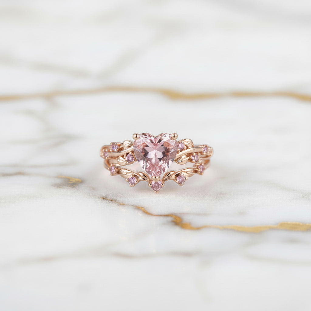 Ring – 2-teilig mit rosanem Herz CrystalScents