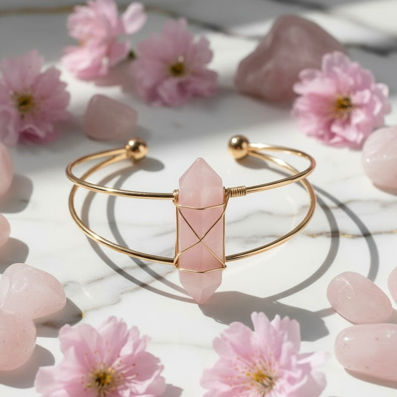 Rosenquarz Armreif - Tägliche Selbstliebe