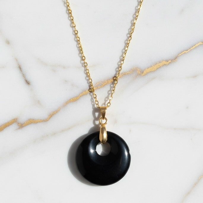 Obsidian Halskette - Rundes Design