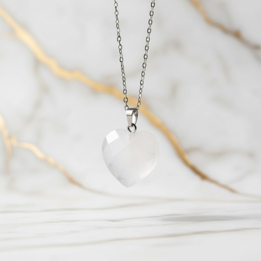 Bergkristall Halskette - Facettiertes Herz