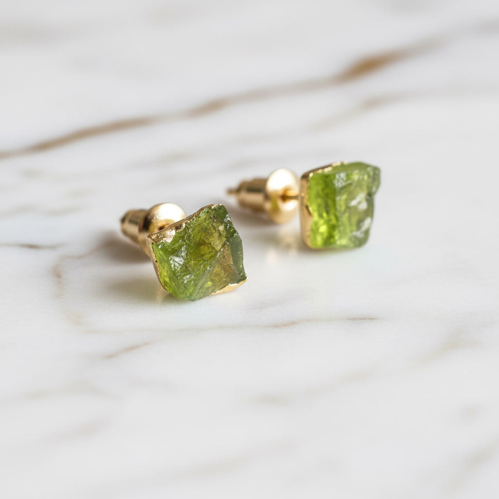 Peridot Ohrstecker Gold Edelstein Schmuck CrystalScents
