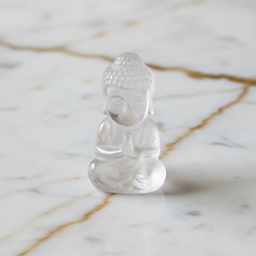 Bergkristall – Buddha Figur als zartes Kristallobjekt