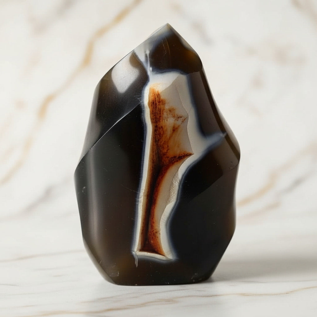 Achat Flamme Schwarz-Weiß – Ausdrucksstarkes Edelsteinobjekt CrystalScents