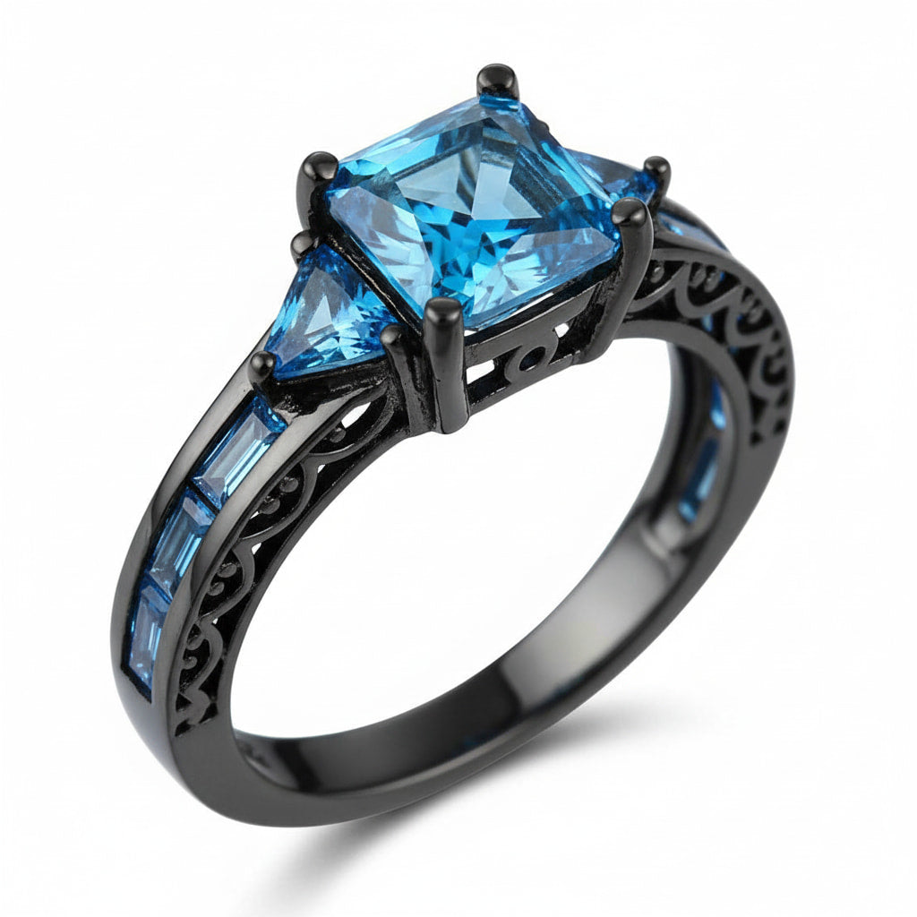 Ring in Silber mit quadratischem blauen Steinen CrystalScents
