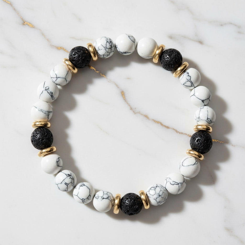 Howlit Vulkanstein Armband - Erdendes Kristallduo