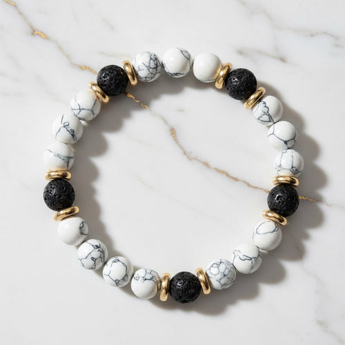 Howlit Vulkanstein Armband - Erdendes Kristallduo