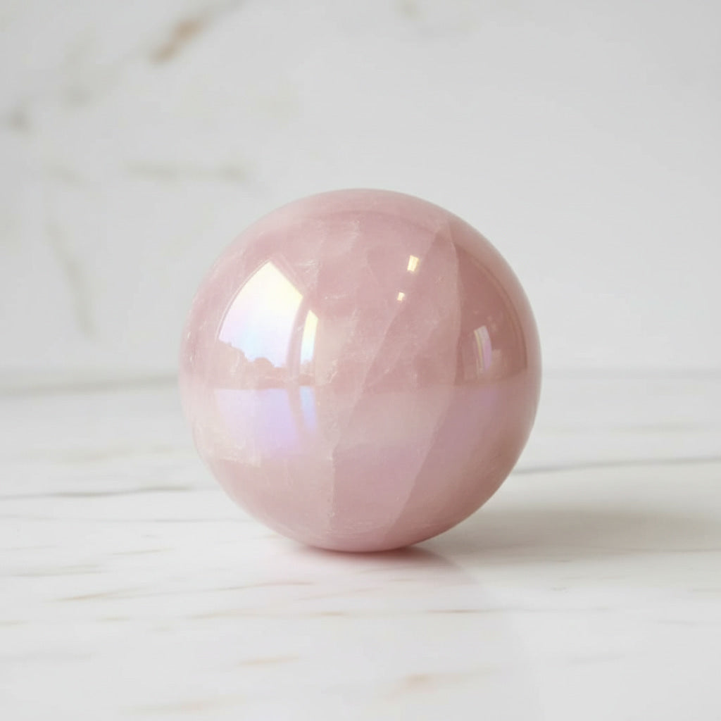 Aura Rosenquarz Kugel – Sanftes Naturjuwel für Liebe CrystalScents
