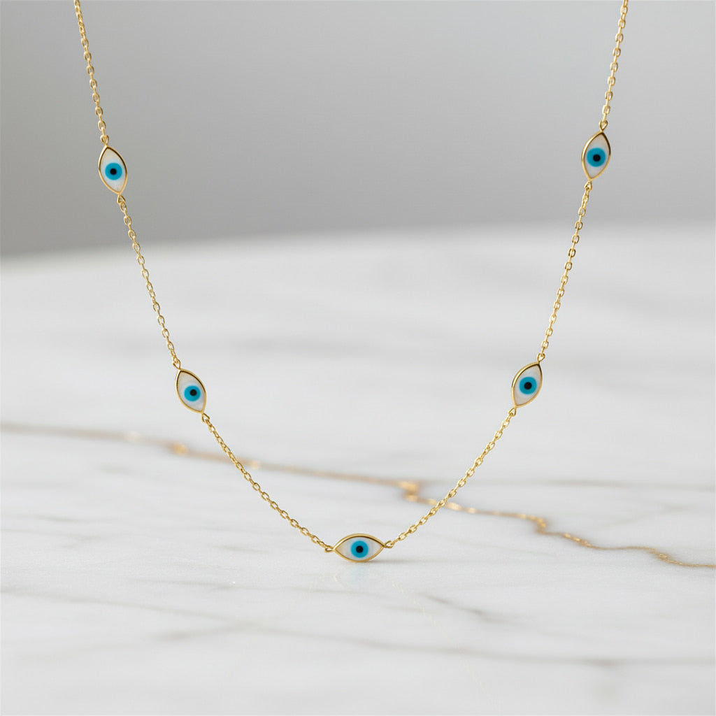 Halskette Gold „Schützendes Auge“ – Elegantes Schmuckstück CrystalScents