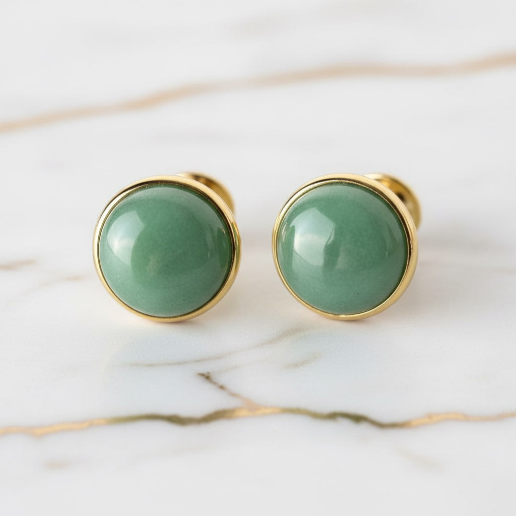 Aventurin Manschettenknöpfe - Gold